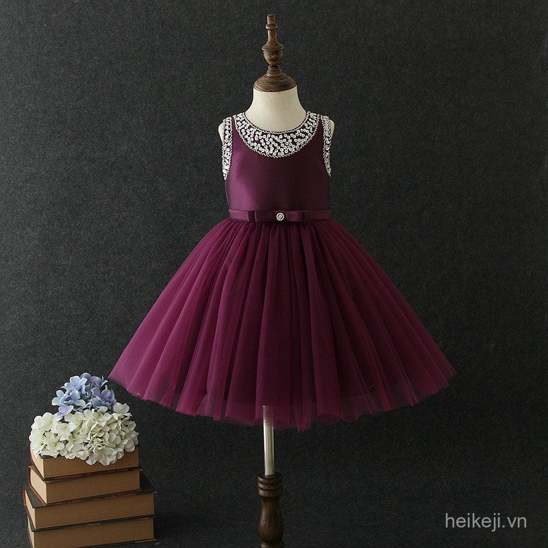 Puffy Skirt Girl Princess Dress Beaded High-end Puffy Tulle Gown Children's Dress Stage