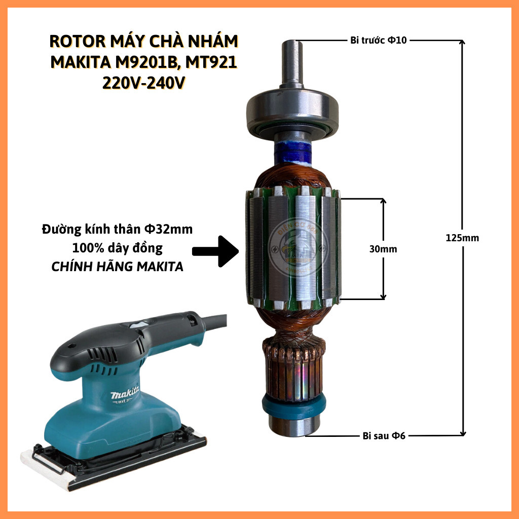 Rotor chà nhám rung Makita MT921, M9201B 220V  - Tặng chổi than