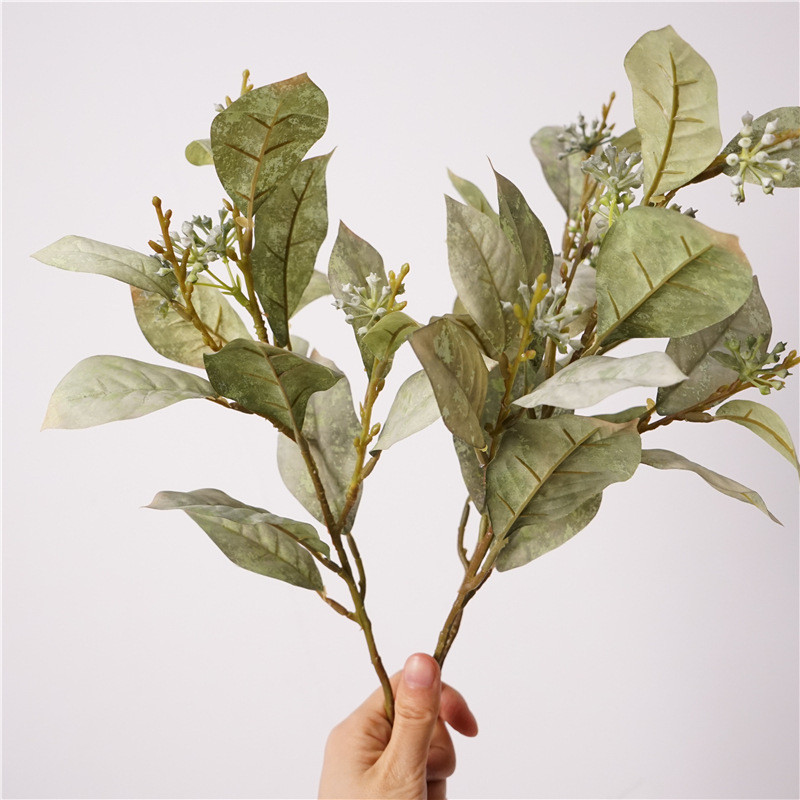Wholesale Artificial Autumn Magnolia Leaves Fake Branches Garden Landscaping Decoration Fake Flowers