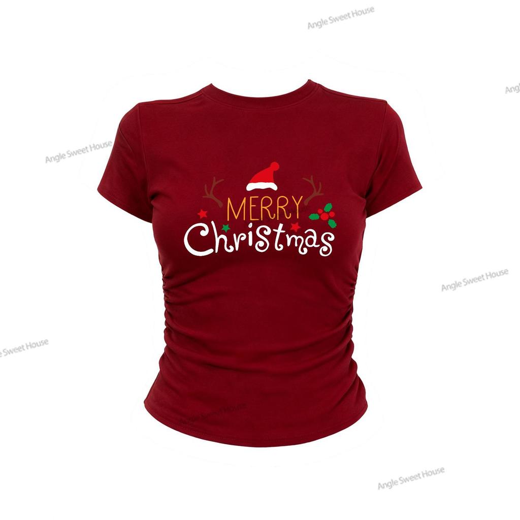 (Giao hàng 24 giờ) Áo thun Angle Official Christmas Tree Deer Merry Santa Claus Q14