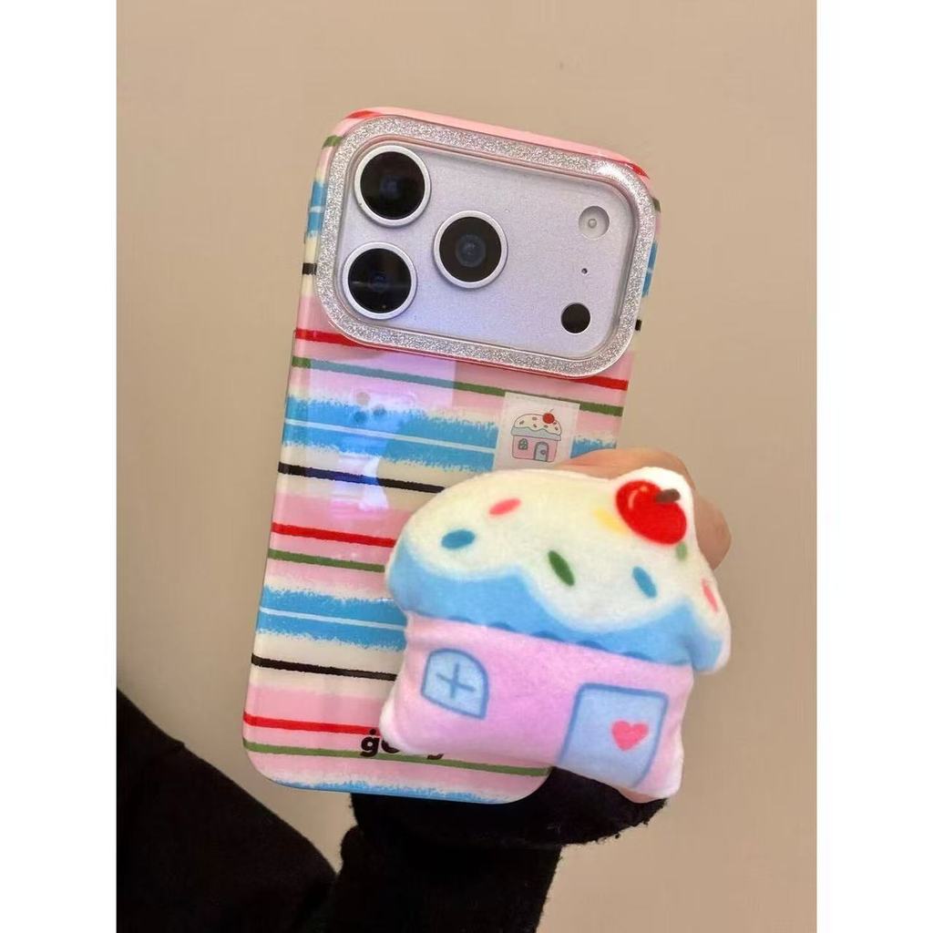 Chữa bệnh Dễ thương Nhiều màu sắc Graffiti Sọc Minh họa Cabin Thích hợp cho Ốp điện thoại ihone17pro