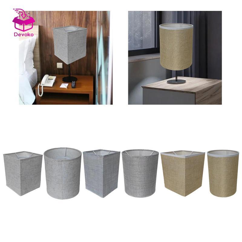 Devoko Burlap Lampshade Floor Lamp Cover Barrel Lampshade Linen Lampshade