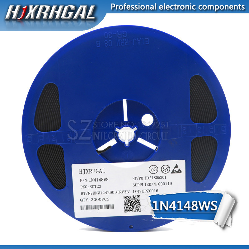1Reel 3000 CÁI 1N4148 1N4148WS SMD SOD-323 IN4148W SMD 0805 Diode chuyển mạch mới và nguyên bản hjxr