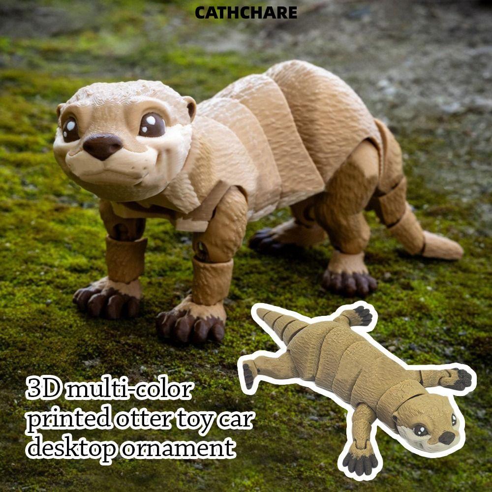 CATCHARE294 Otter Action Figurine, Đồ chơi mô hình Otter PLA màu trơn, Máy tính để bàn búp bê Otter 