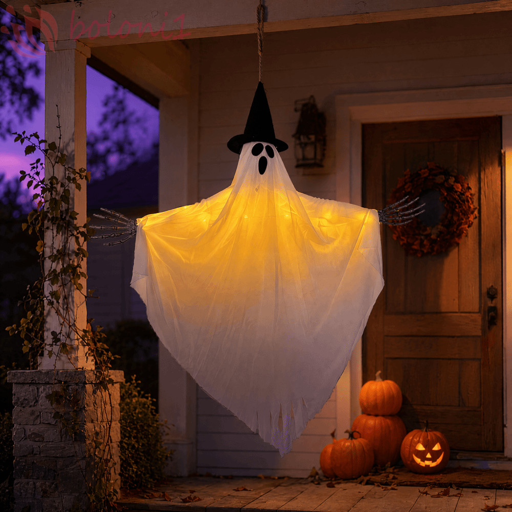 Ma Nón Phù Thủy, Treo Mặt Dây Chuyền Ma Halloween Đáng Sợ, Đạo Cụ Phim Trang Trí Ma Ám Phát Sáng Bón