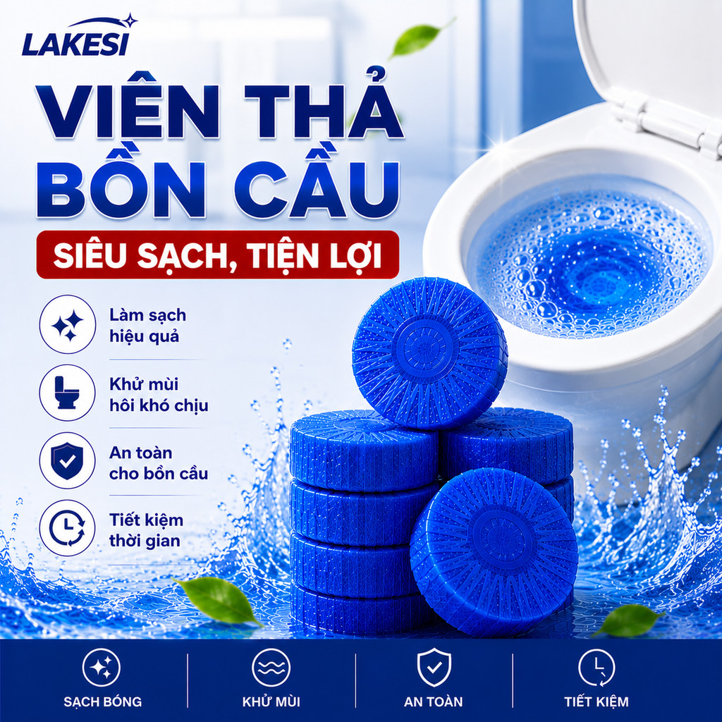 LAKESI Viên Thả Bồn Cầu Khử Mùi Hương Biển Combo 10 Viên