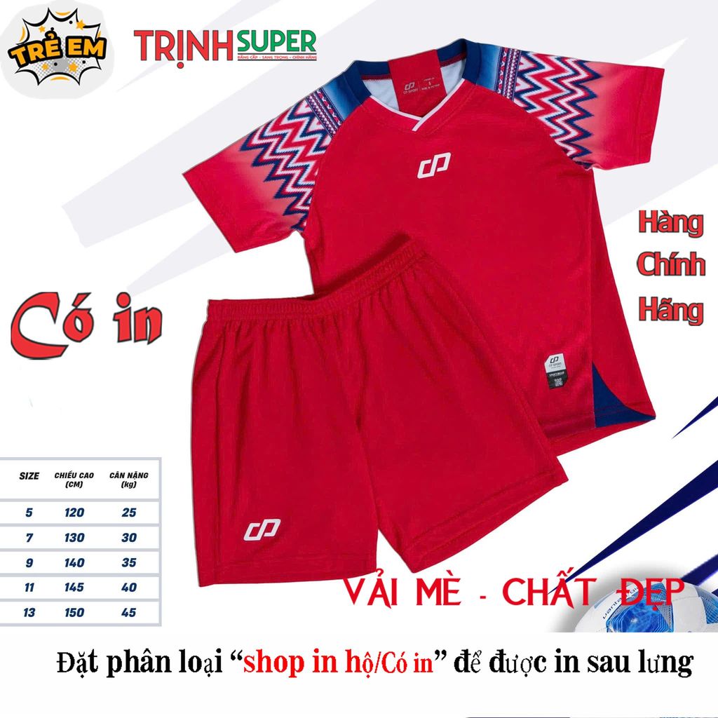 [HÀNG SẴN][Chính hãng CP Sport - Có in sau lưng] Áo thể thao CP Native màu Đỏ trẻ em vải mè cao cấp 