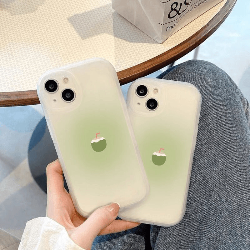 Ốp Lưng iPhone 17 Pro Max Mùa Hè Dừa Xanh Hoạt Hình Dễ Thương Silicon Mềm Chống Sốc Cho 16 15 14 13 