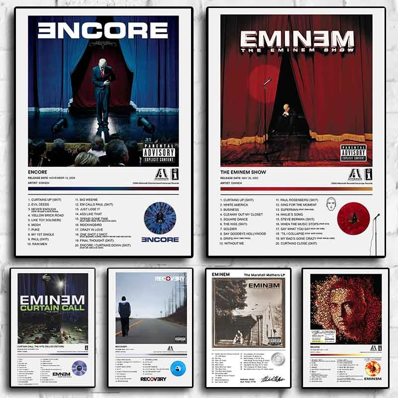 Rap Eminem Poster Thẩm Mỹ Hip Hop Ca Sĩ Album Nhạc Bìa The Eminem Show Canvas In Hình Nghệ Thuật Tre