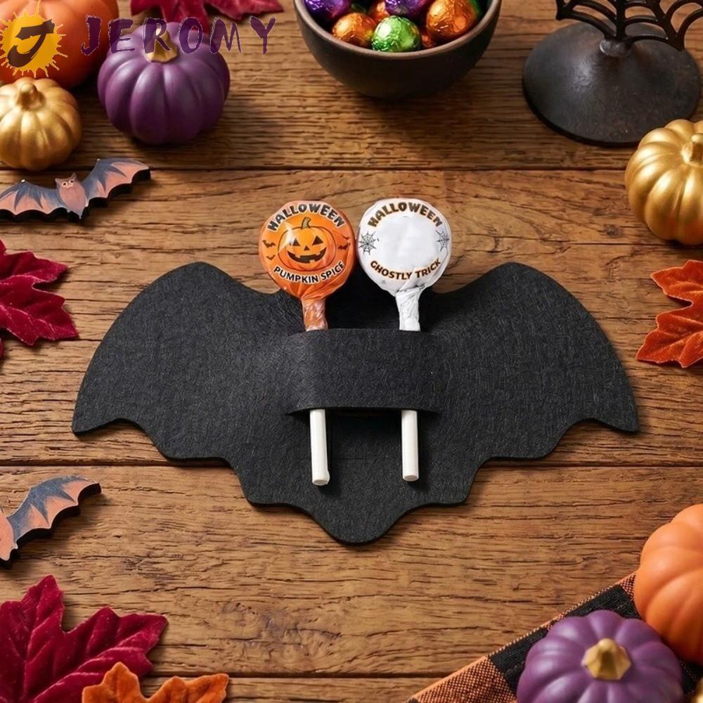 JEROMY 12 Chiếc Halloween Nhện Web Dao Kéo Bao, Túi Dao Kéo Dơi Đen Di Động, Sáng Tạo Trang Trí Đũa 