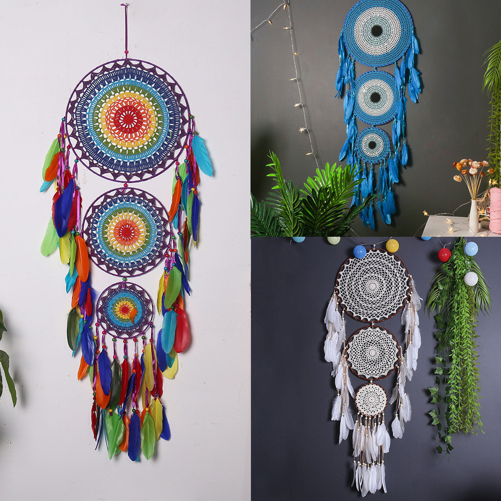 Preferred#Indian-style three-ring colorful dreamcatcher wall decoration hanging ornament Wall decora