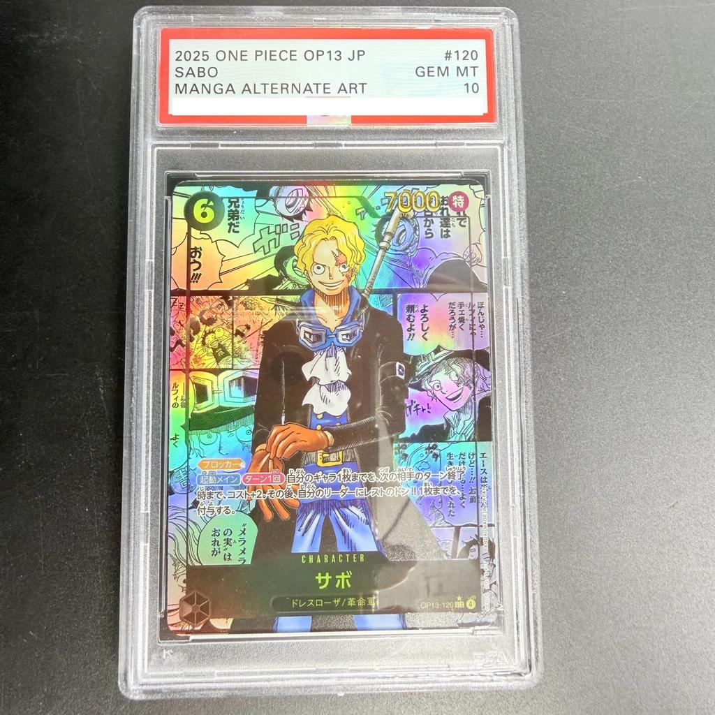 PSA10 DIY ONE PIECE Đánh Giá Thẻ 2025 ONE PIECE OP13 JP SABO OP13-120 Bộ Sưu Tập Thẻ Sao chép 10 Điể