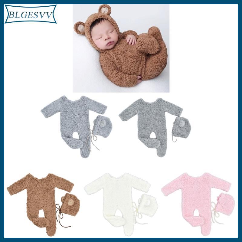 Blg Bé Ảnh Quần Áo Sơ Sinh Phụ Kiện Ảnh Ngộ nghĩnh Romper Mũ Tai