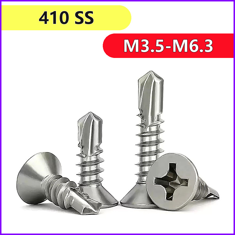 Vít tự khoan Phillips Countersunk M3.5-M6.3 SUS410 cho thép & xây dựng [XZM-XMB]