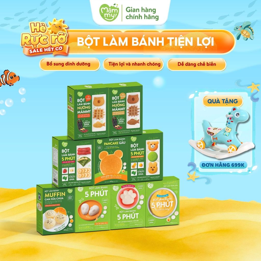 Bột làm bánh cho bé Mămmy làm bữa phụ bổ sung Canxi, DHA hỗ trợ phát triển toàn diện cho bé 6 tháng