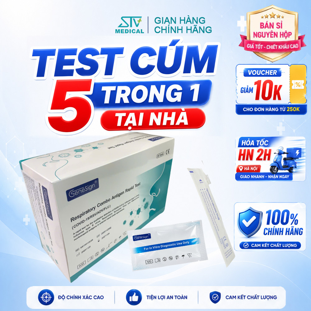 Test Nhanh Virus Hô Hấp 5 Trong 1 Genesign - Que Test Cúm Covid RSV Kết Quả Nhanh Tại Nhà