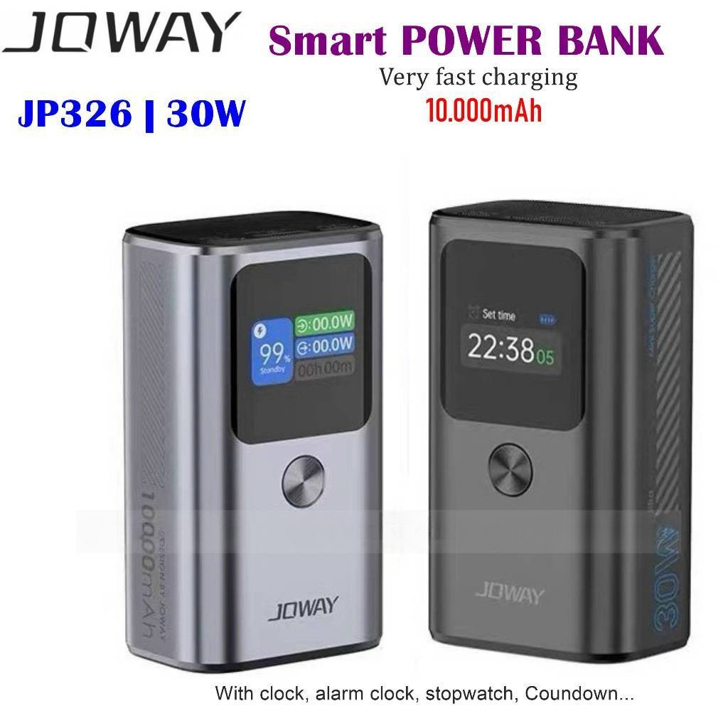 Pin Sạc Dự Phòng Joway JP326 10000mAh Vỏ Nhôm Sạc Nhanh 30W Tích Hợp Đồng Hồ Báo Thức Cảnh Báo Nhiệt
