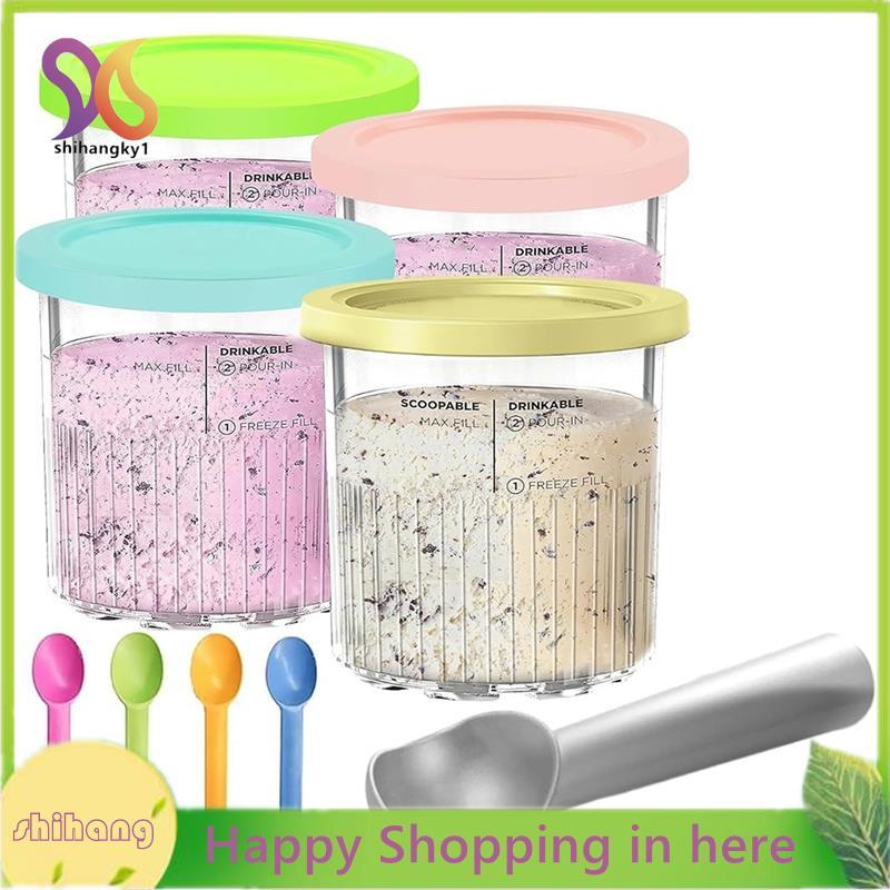 -Miễn Phí Hộp Đựng Thay Thế Có Nắp 24oz Pints 4 Gói Cho CREAMi Deluxe NC500 NC501 Series, Máy Rửa Ch