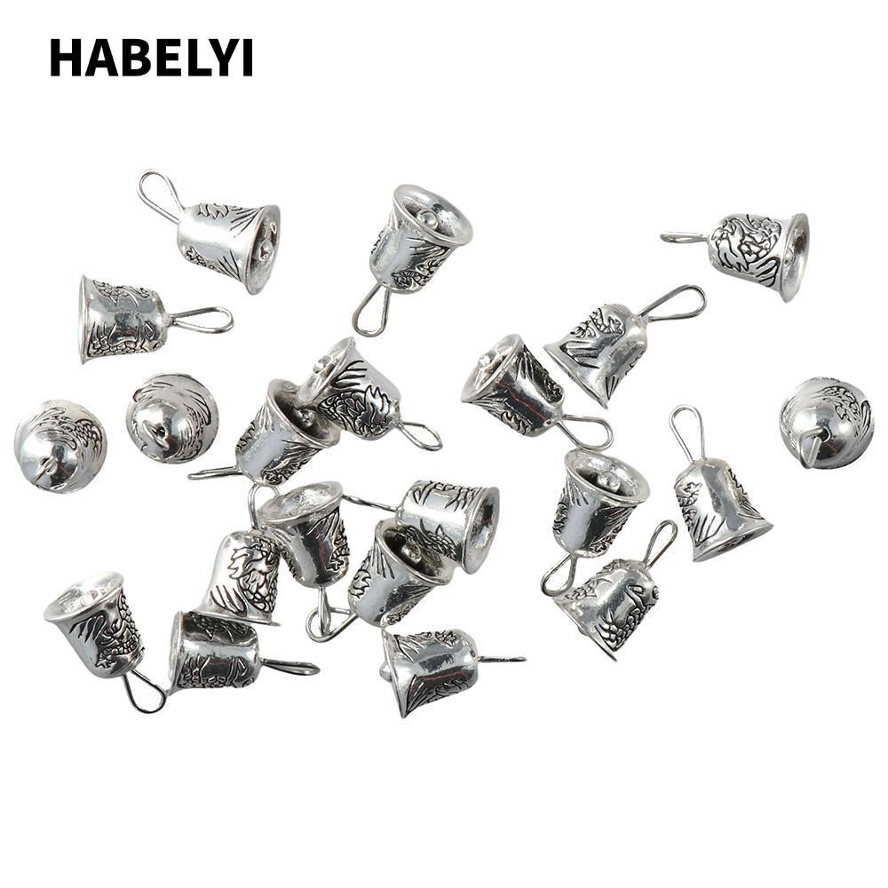 HABELYI 30 Chiếc Chuông Bạc Tây Tạng Quyến Rũ Mặt Dây Cổ Giáng Sinh Jingle Bells Spacer Hạt, 10mm * 