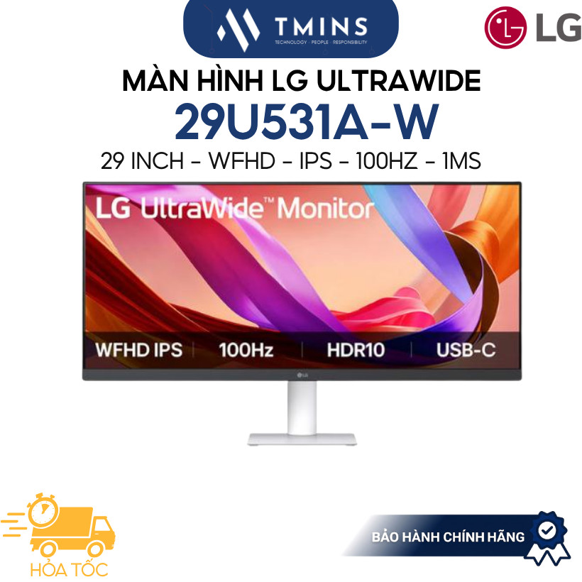 [Hỏa tốc] Màn hình LG UltraWide 29U531A-W (29 Inch/ WFHD/ IPS/ 100Hz/ USB-C/ Speaker) - Hàng chính h