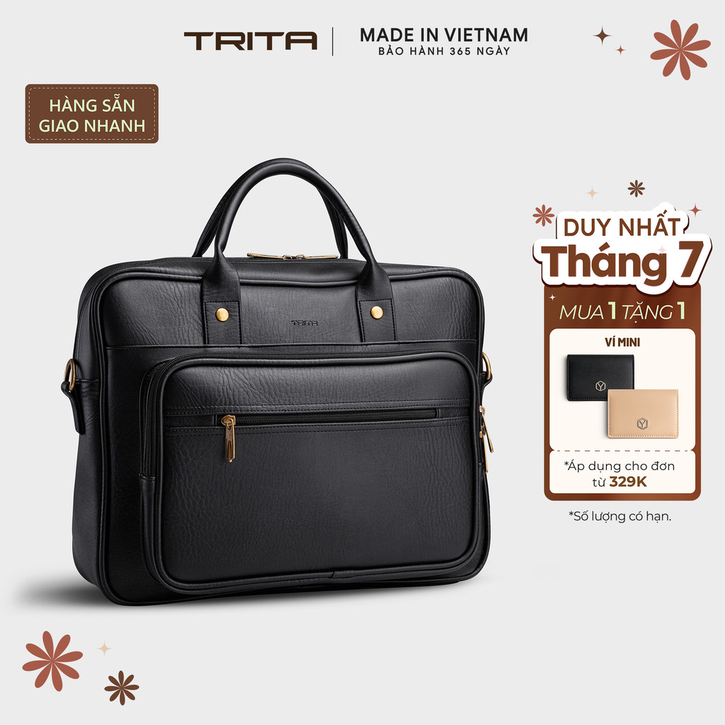 Cặp công sở Trita (Thời trang nam đựng vừa laptop 14.6 inch - Cặp da TCA5) Bagsmart