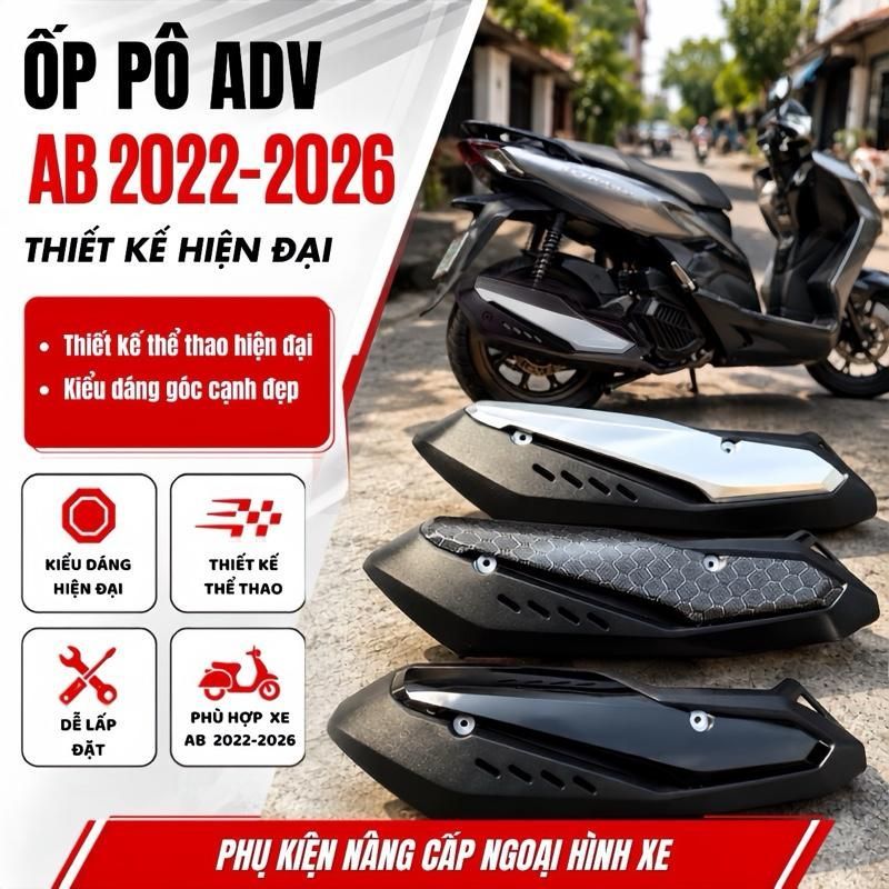 Ốp Pô Che Pô AB 4Val 125 160 Mẫu ADV Siêu Đẹp - Thiết Kế Hiện Đại, Kiểu Dáng Góc Cạnh Đẹp, Phù Hợp X