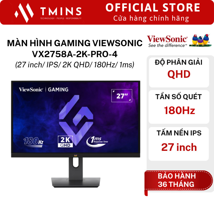 Màn hình Gaming Viewsonic VX2758A-2K-PRO-4 (27 inch/ IPS/ 2K QHD/ 180Hz/ 1ms) - Hàng chính hãng