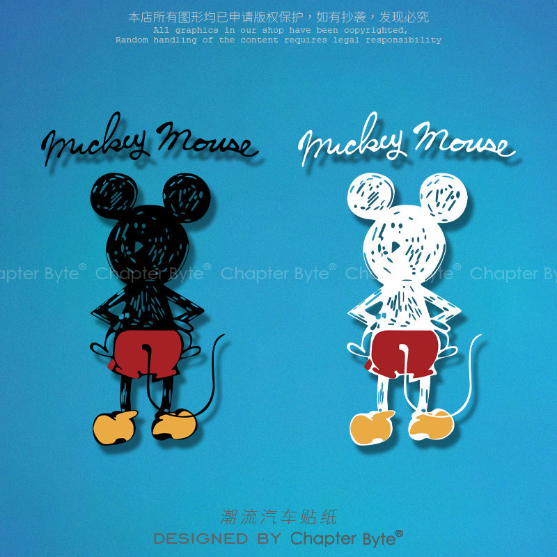Nhãn Dán Xe Hơi Mickey Mickey Chuột Mickey Sáng Tạo Dán Xe Ô Tô Trường Hợp Máy Tính Vali Điện Xe Máy