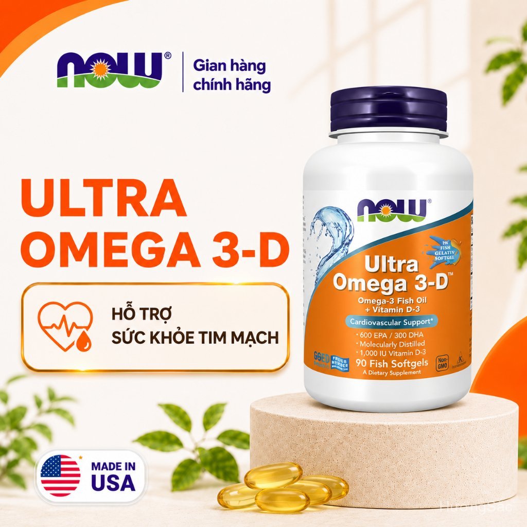 HươngSắc (đủ bill) Dầu cá Ultra Omega 3D, 600 EPA / 300 DHA, bổ sung vitamin D3 hỗ trợ xương khớp, t