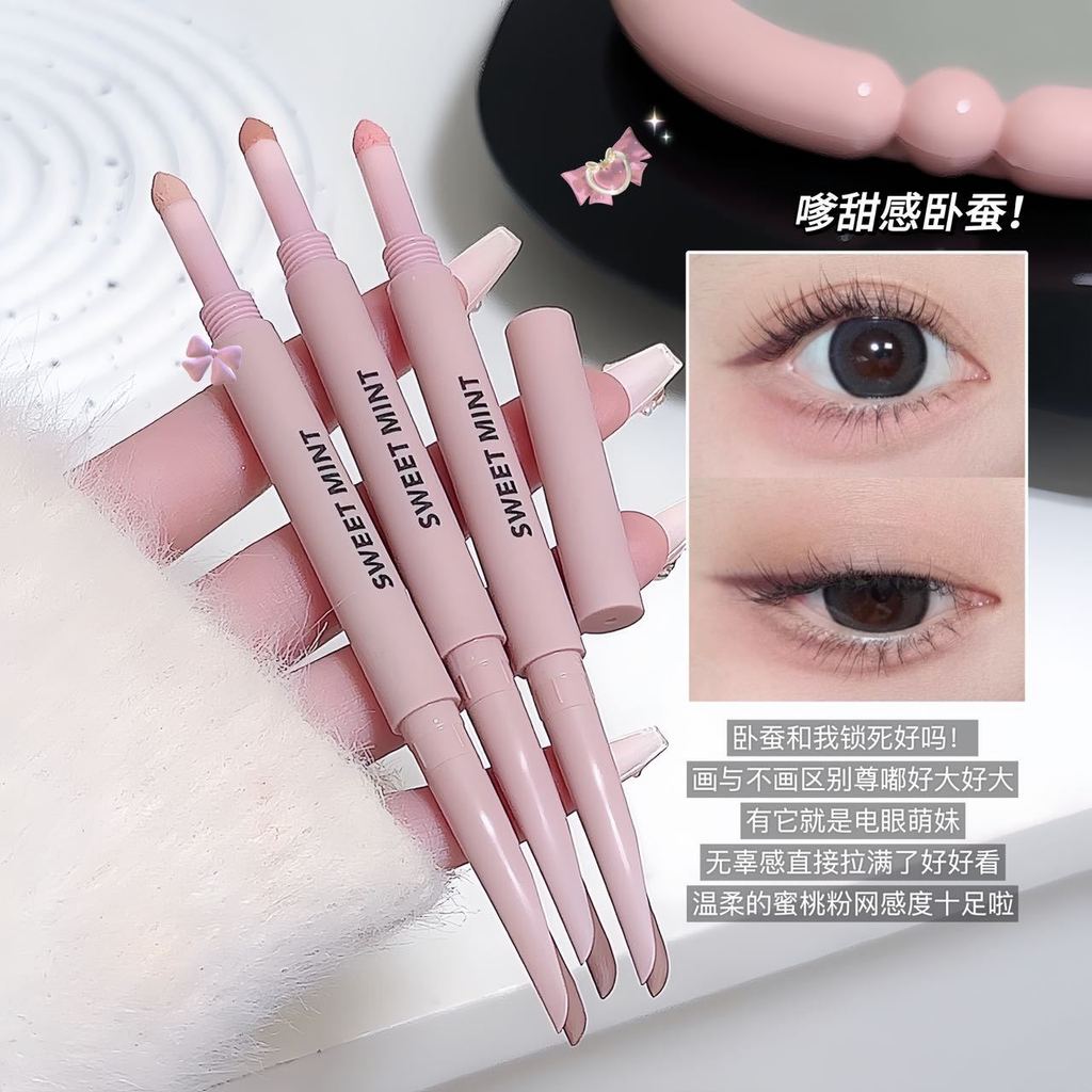 [Hàng có sẵn] Laipinshang sweetmint Meniscus Hai đầu Nằm Silkworm Pen Down to Lying Silkworm Brown S