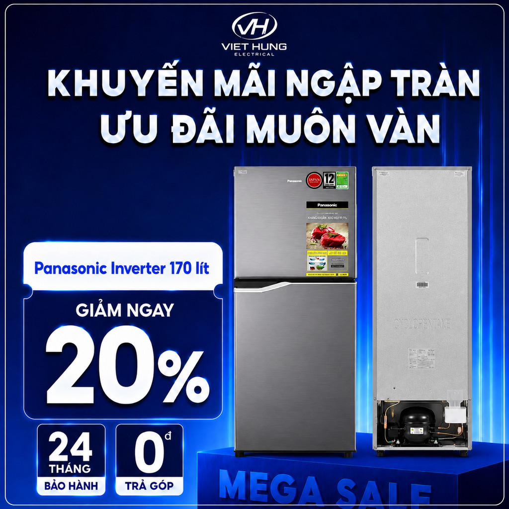 Tủ lạnh Panasonic Inverter 170 lít NR-BA190PPVN