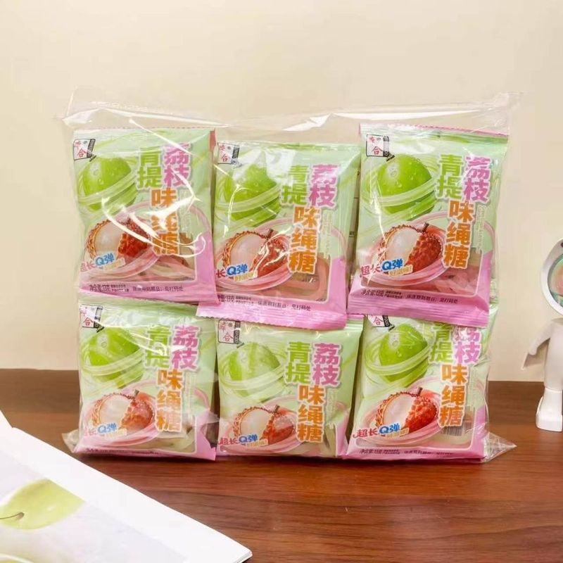 June Ben trong 13g Green Lift Lychee Flavor Rope Kẹo dẻo Gói nhỏ 8090 Đồ ăn nhẹ hoài cổ Tuổi thơ Bộ 