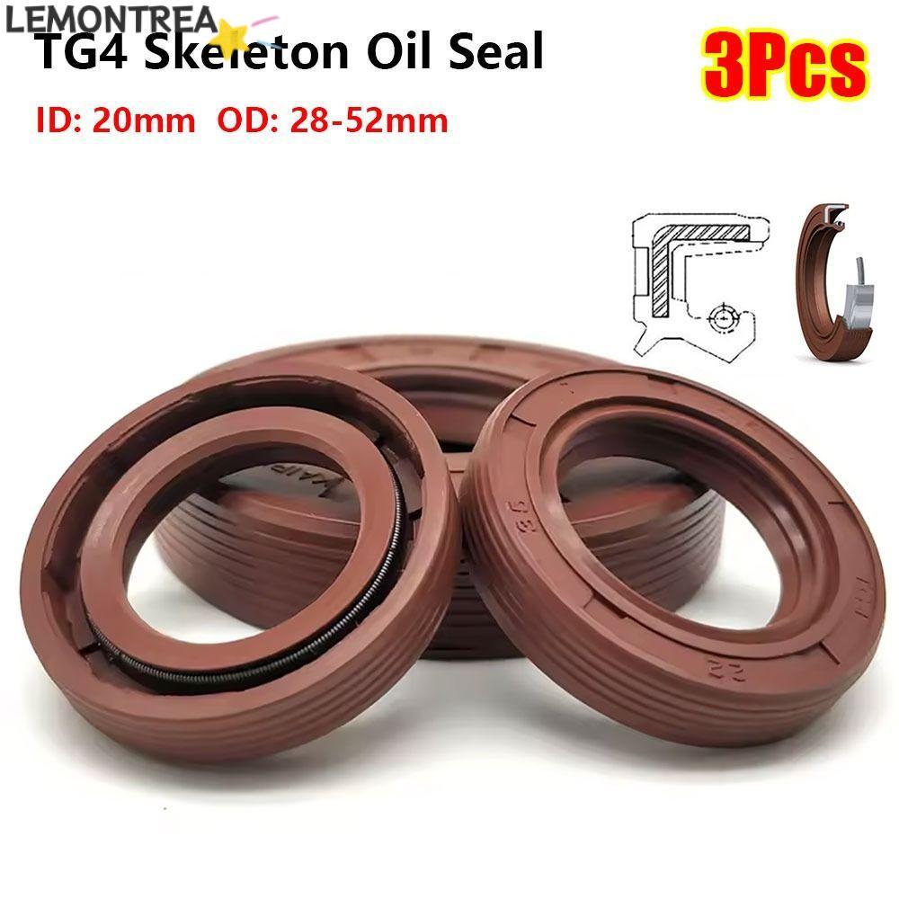 LEMONTREAL 3 Con dấu dầu TC FB TG4, Con dấu dầu xương FKM chịu nhiệt độ cao chịu dầu, ID 20mm OD 28-