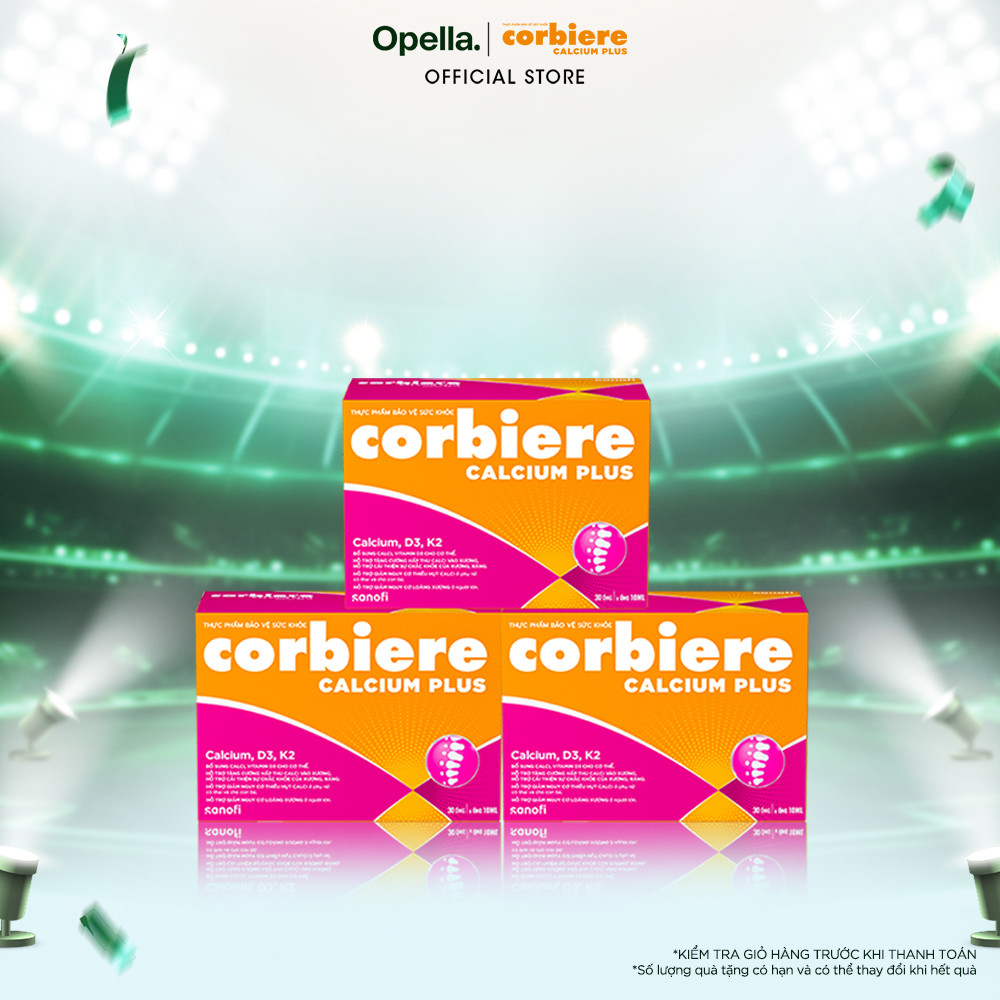 Bộ 3 Thực phẩm bảo vệ sức khỏe Corbiere Calcium Plus Mới - Canxi hữu cơ + D3 + K2