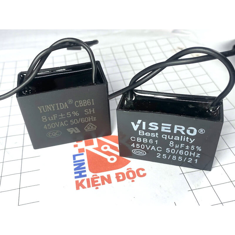 [1 chiếc] Tụ quạt 8uF 450V CBB61