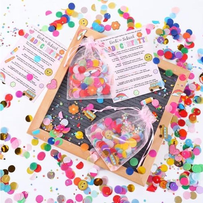 AmazingSpark 24 Bộ Confetti Sẵn sàng Trở lại Đồ dùng học tập Magic Jitter Long lanh với bài thơ Túi 