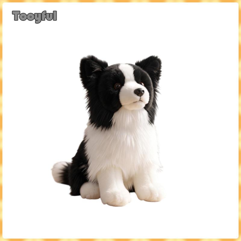 Tooyful Thực Tế Border Collie Thú Nhồi Bông Cuddlely Border Collie Thú Nhồi Bông Đồ Chơi Huggable Fu