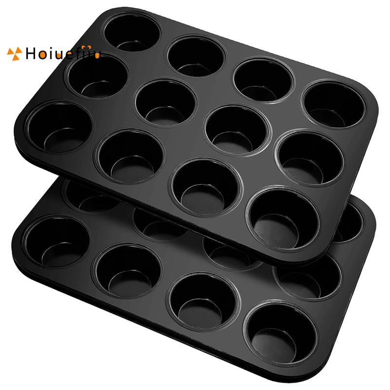 Khay Muffin Thép Carbon Khay Gói 2 Cho 12 Muffin, Khay Muffin Phủ Chống Dính