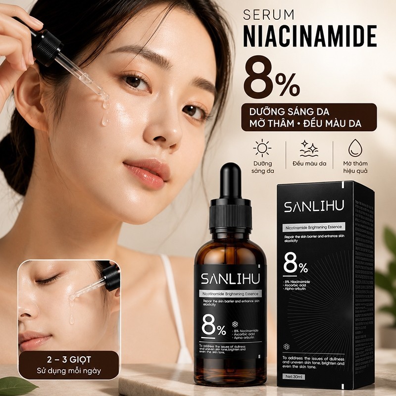【BÁN CHẠY】Serum Niacinamide 8% 30ml Dưỡng Sáng Da Cấp Ẩm Đều Màu Da Cho Mọi Loại Da