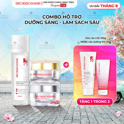 Combo Dưỡng Da, Hỗ trợ Cải Thiện Sạm Nám, Đốm Nâu, Làm Sạch Làn Da Sắc Ngọc Khang [Combo kem + Nước tẩy trang 145ml] HDT