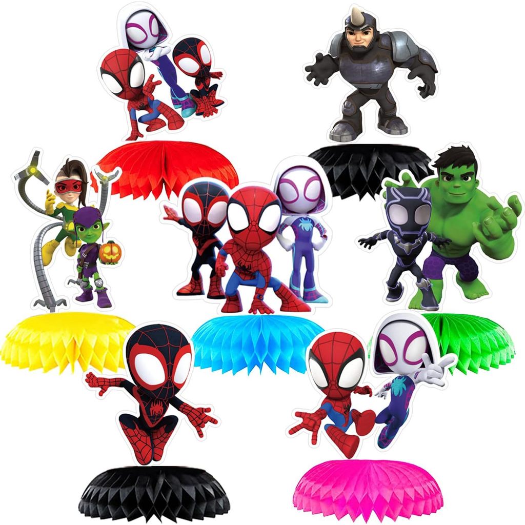 New table decorations8ee Birthday Party Honeycomb Decoration Spider-Man Base Tabletop Decoration Hon