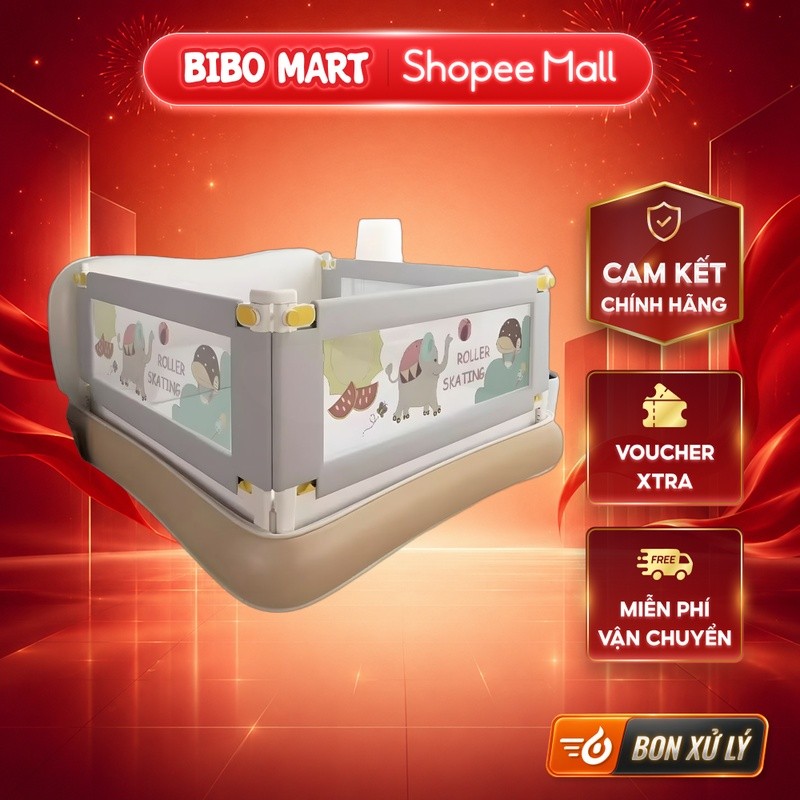 [MALL] Thanh chắn giường điều chỉnh độ cao Bibomart - An toàn cho bé, lắp đặt dễ dàng