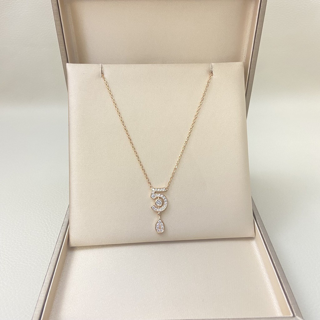 5High-end fashion versatile number necklace5Full diamond pendant collarbone chain