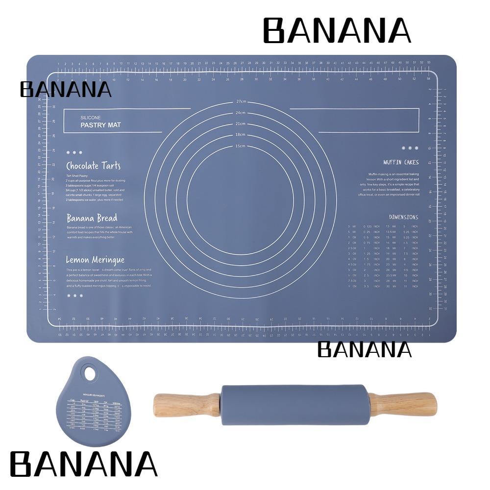 BANANA1 3 Thảm nhào bột, Bộ cán bánh ngọt đánh dấu độ dày, Silicone cấp thực phẩm Chống trượt bằng g