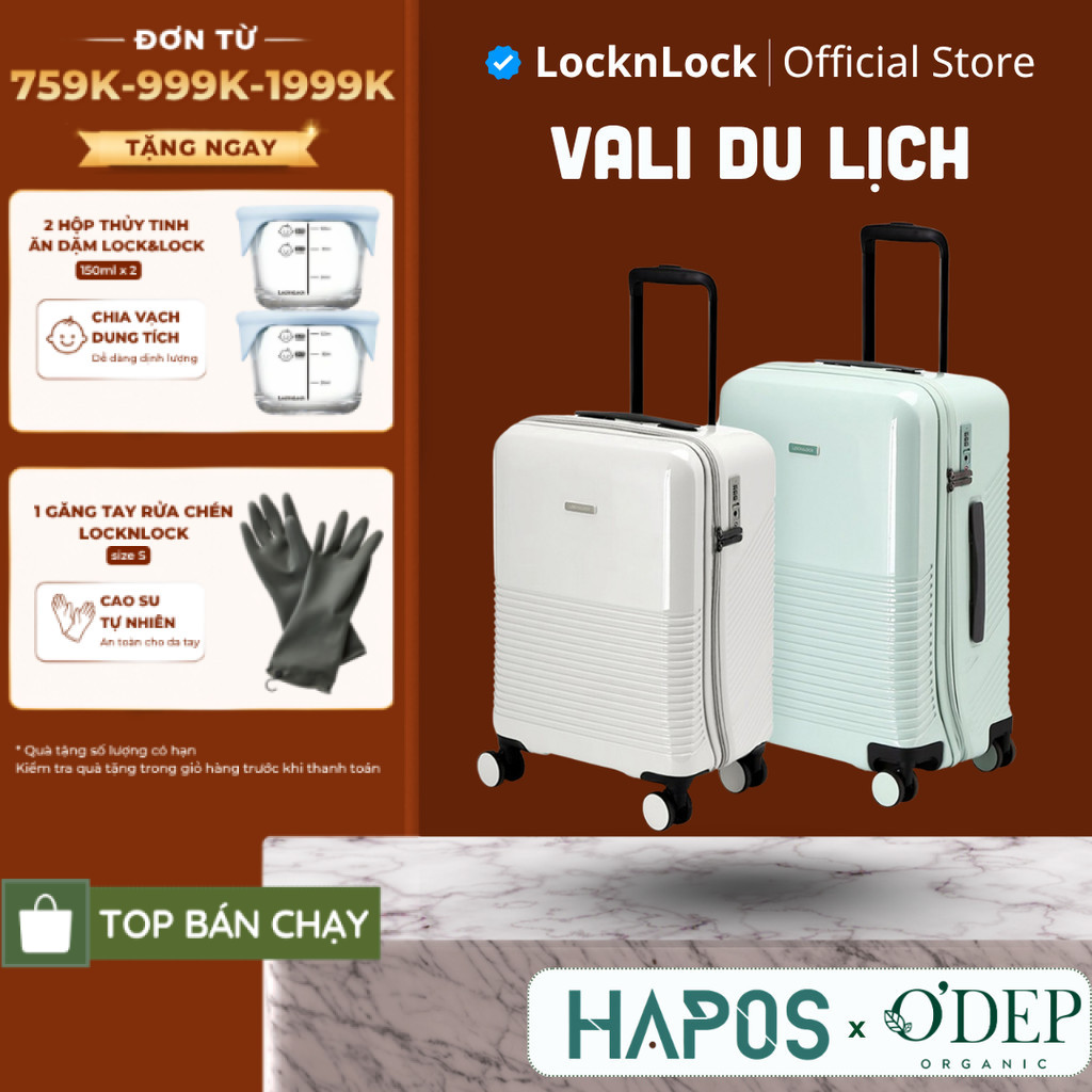 Vali du lịch LocknLock Unbalance Travel Zone khóa TSA, nhựa ABS PC bánh xe đôi xoay 360 độ LTZ901 LT