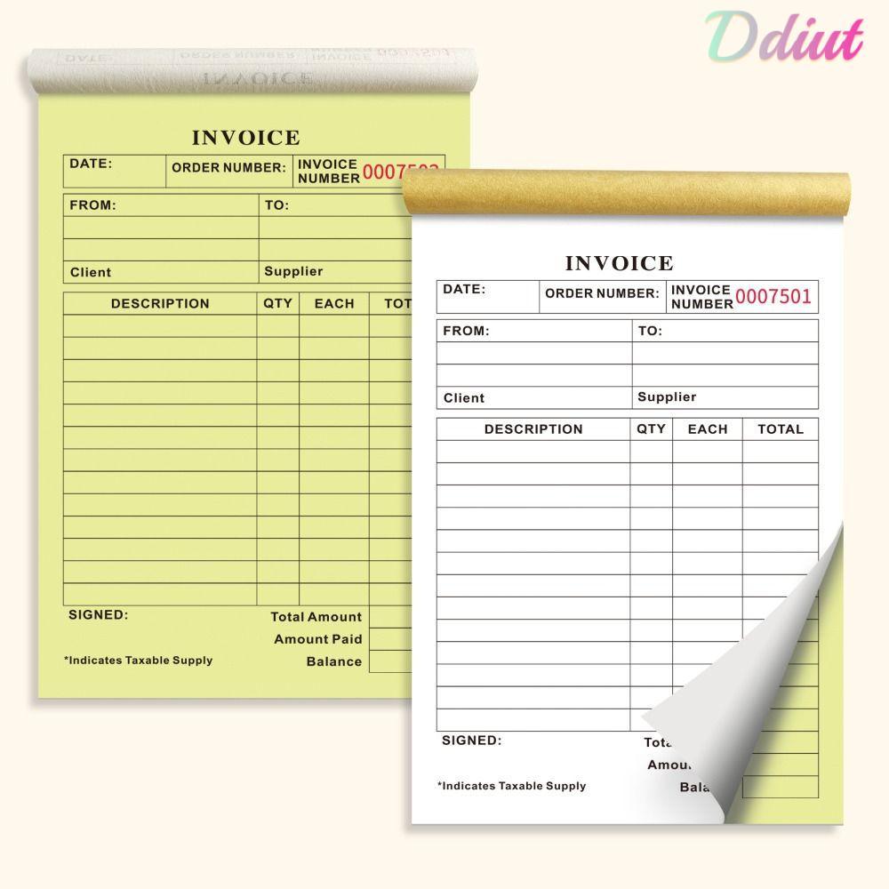 Sách biên nhận hóa đơn DDIUT, Top-Bound 2-Part Form Sách hóa đơn trùng lặp, Di động nhỏ gọn nhẹ Tear