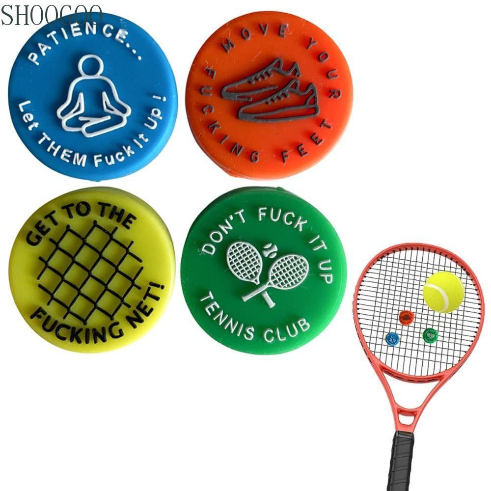 SHOOGOO Bộ giảm chấn rung quần vợt vui nhộn, Khẩu hiệu vui nhộn Silica Gel Tennis Damper, Dây tennis