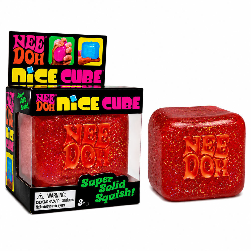 Nee Doh Nice Cube Soft Glitter Squish Cube Toy Squeeze Fidget Toy Stress Relief Sensory Play for Boy