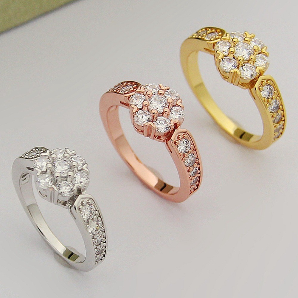 WNCB Ring flower vc Single diamond ring, half-diamond floral design, women's five-ring diamond