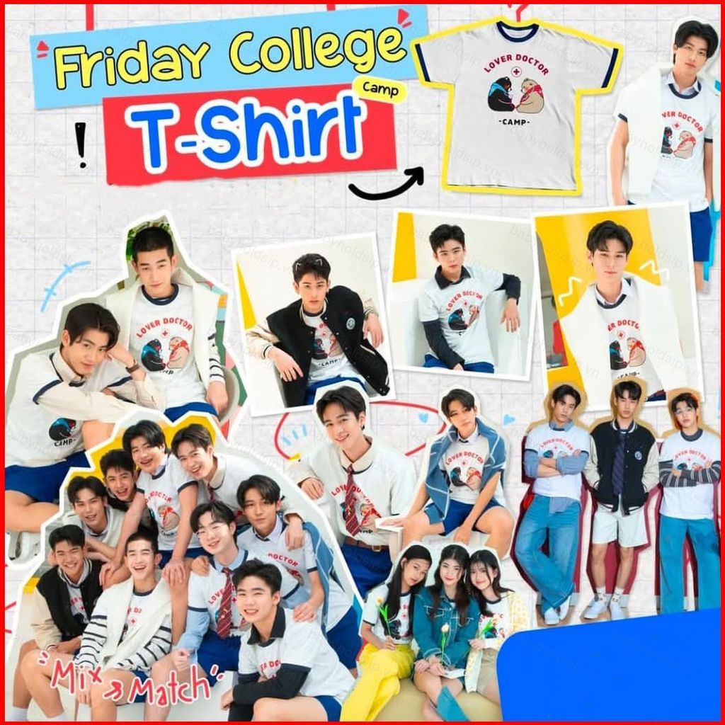 BS1 Love Sick the Series 2024 FRIDAY COLLEGE PUN KHÔNG Áo thun mùa hè tay ngắn SB1